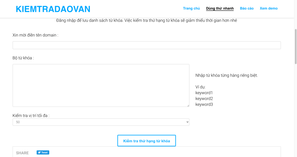 Công cụ kiểm tra thứ hạng hiệu quả dễ dàng sử dụng và thân thiện với người dùng