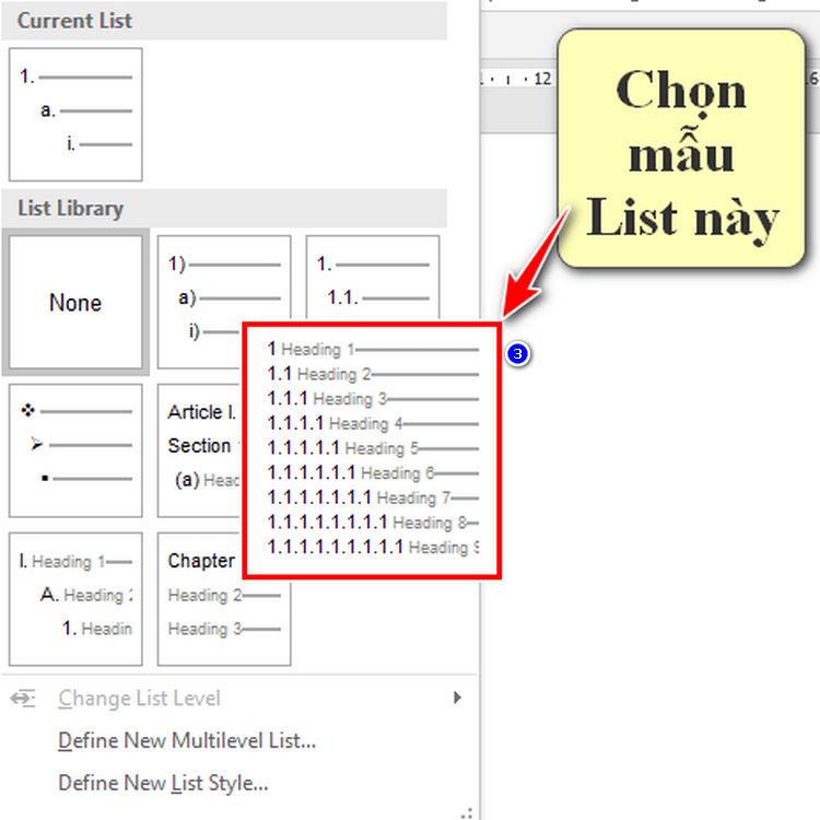 Hướng dẫn các kiểu tạo danh sách trong Word