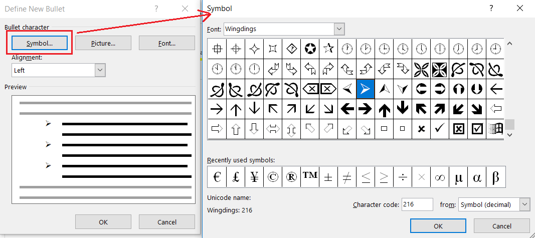 Sử dụng chức năng bullet trong Word để tạo điểm nhấn cho văn bản