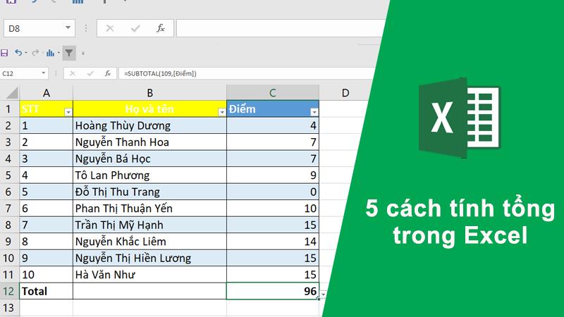 5 cách để tính tổng trong Excel
