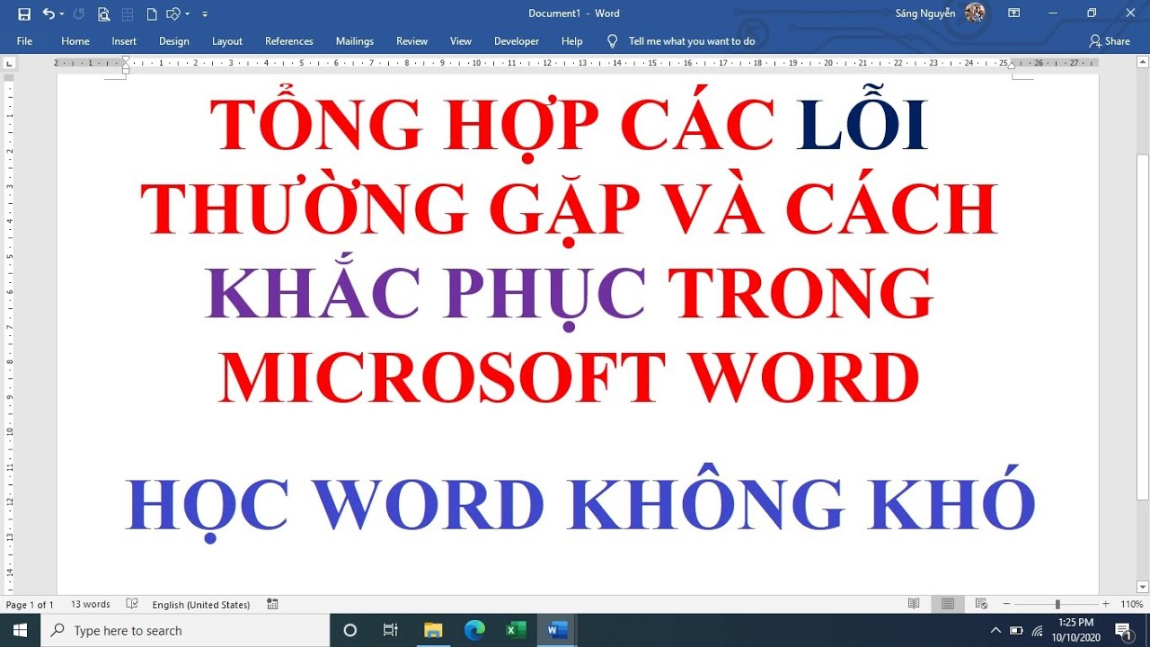 Những lỗi thường gặp trong Word và cách khắc phục trong Word